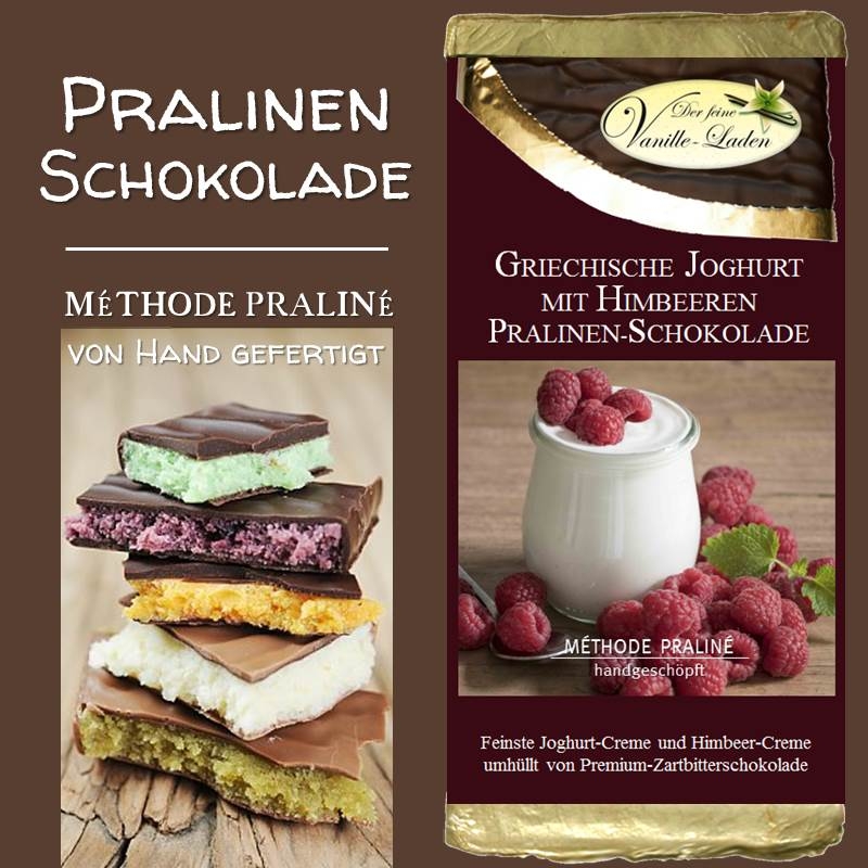 Griechische Joghurt mit Himbeeren Pralinen-Schokolade