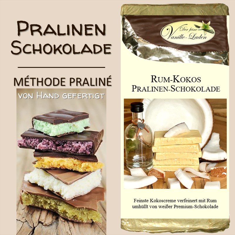 Weiße Rum-Kokos Pralinen-Schokolade