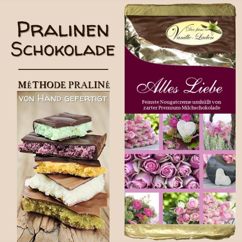 "Alles Liebe" Pralinen-Schokolade (NOUGAT)