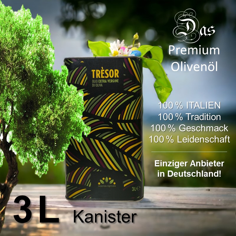 3 l Kanister TRÈSOR (Ernte 2025/26) Italienisches Premium-Olivenöl Extra Nativ