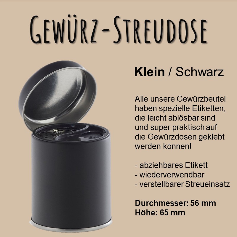 Gewürzdose Schwarz - klein (leer, zum Befüllen)