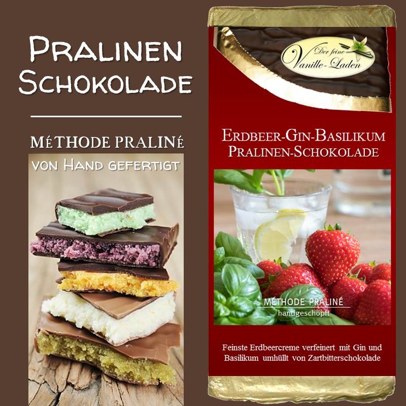 Erdbeer-Gin-Basilikum Pralinen-Schokolade