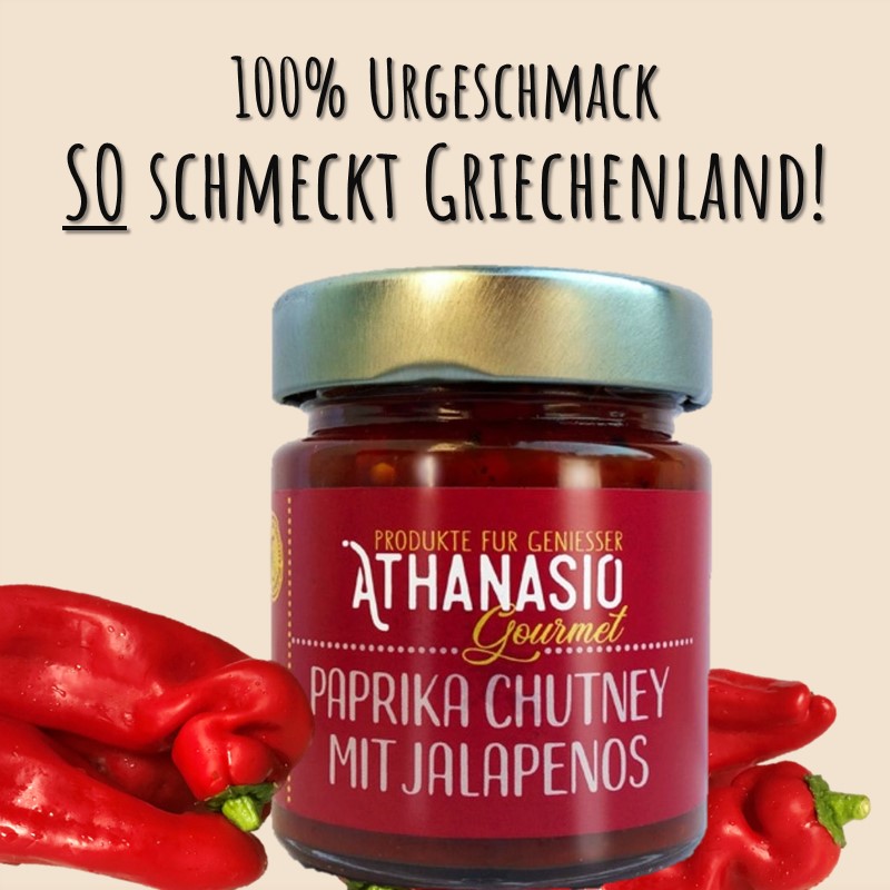 Gourmet rotes Paprika Chutney mit Jalapenos