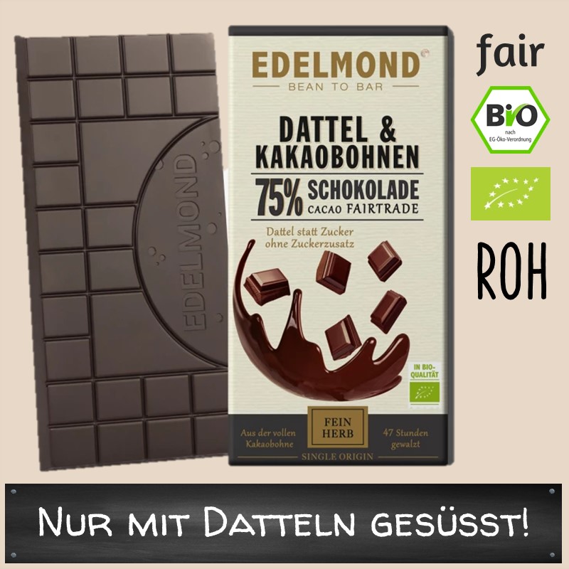 75% Dattel-Edelschokolade, Bio Fair