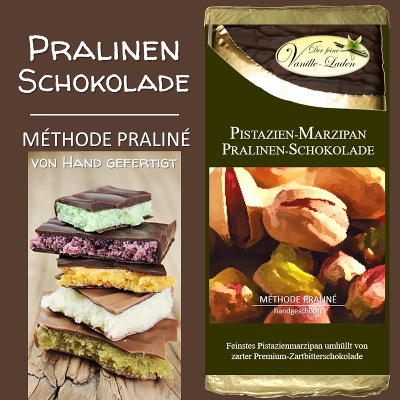 Pistazie-Marzipan Pralinen-Schokolade (Zartbitter)